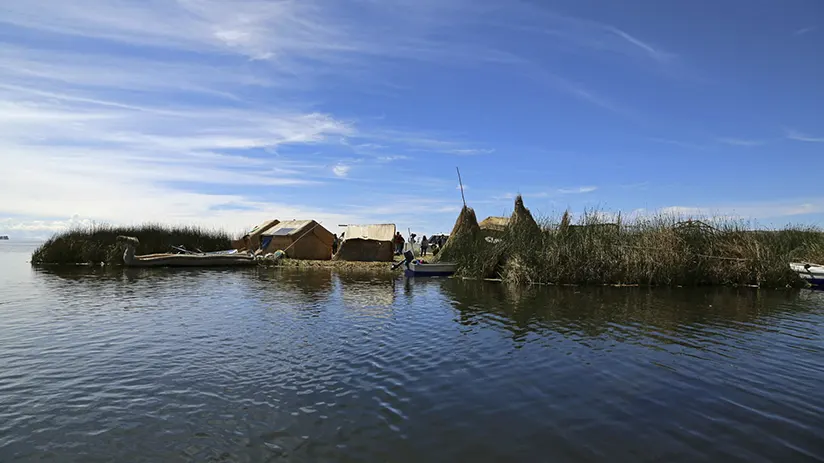 uros island in the lake titicaca