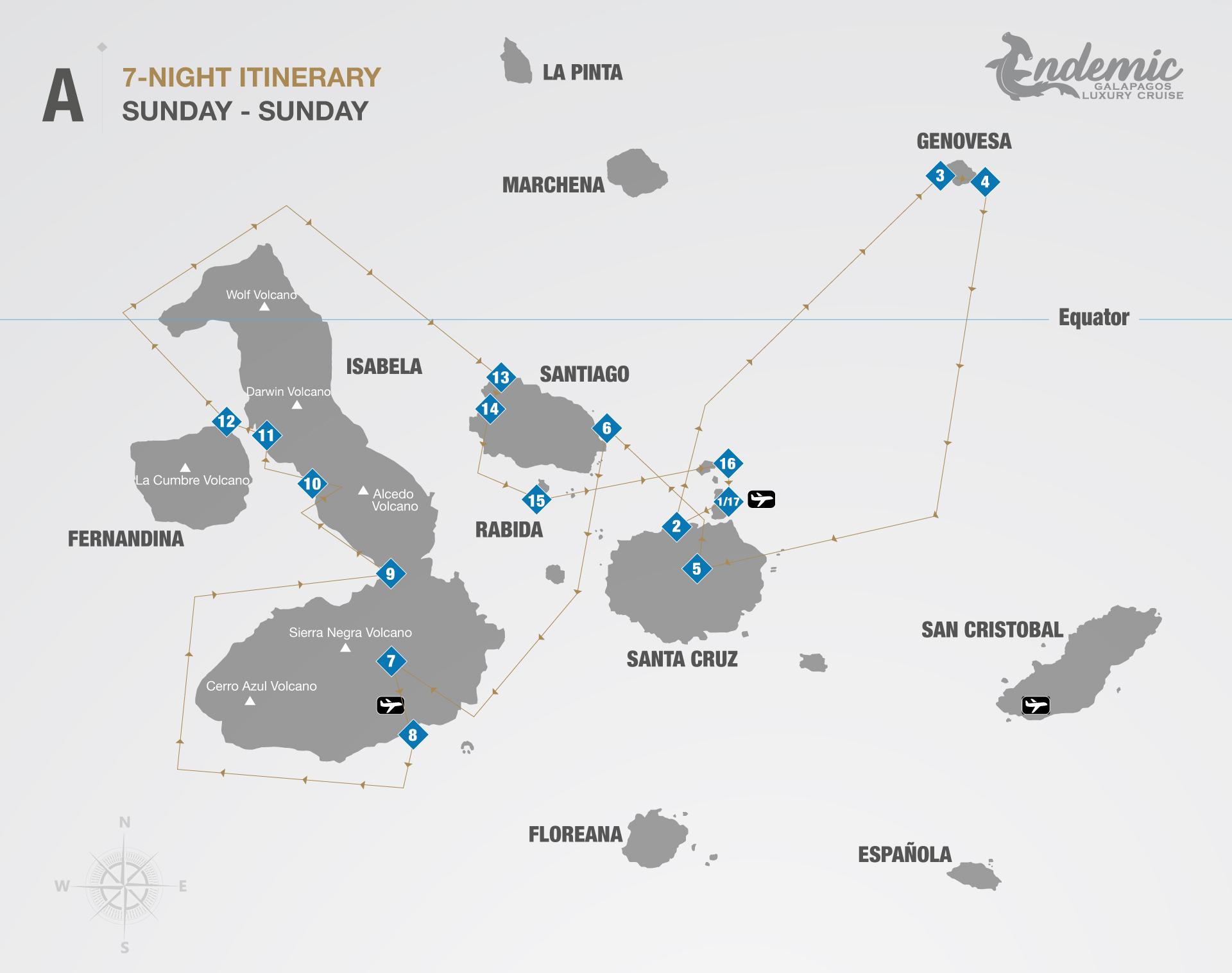 The Galapagos Endemic Cruise Itinerary