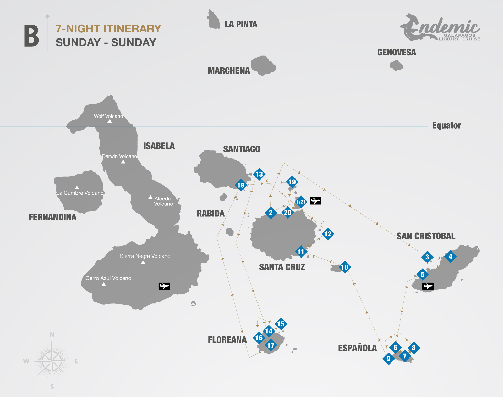 The Galapagos Endemic Cruise Itinerary