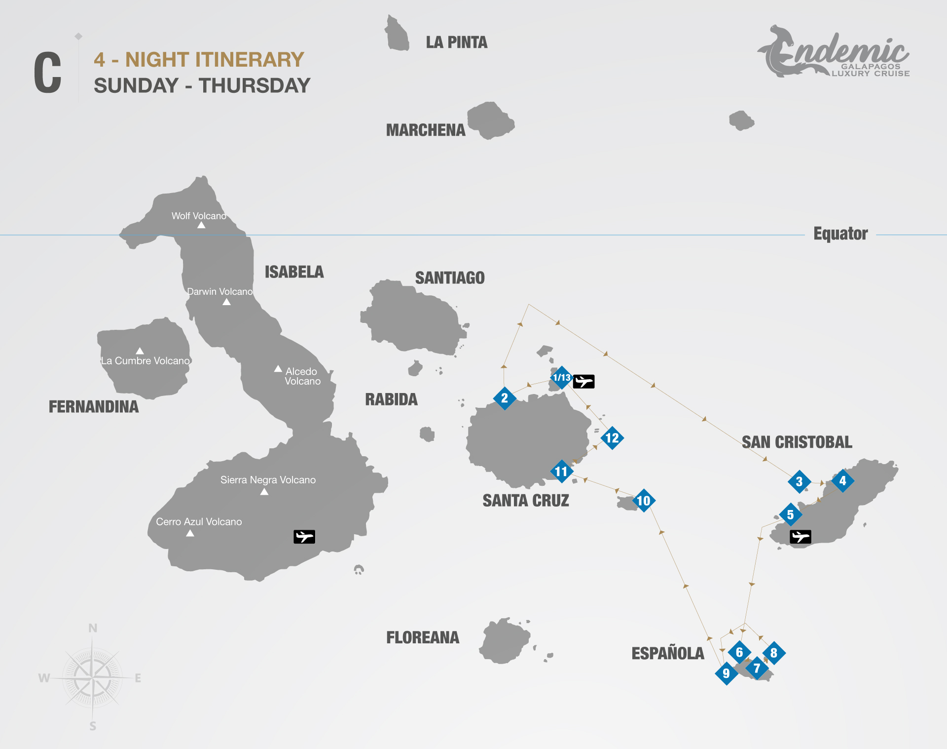 The Galapagos Endemic Cruise Itinerary