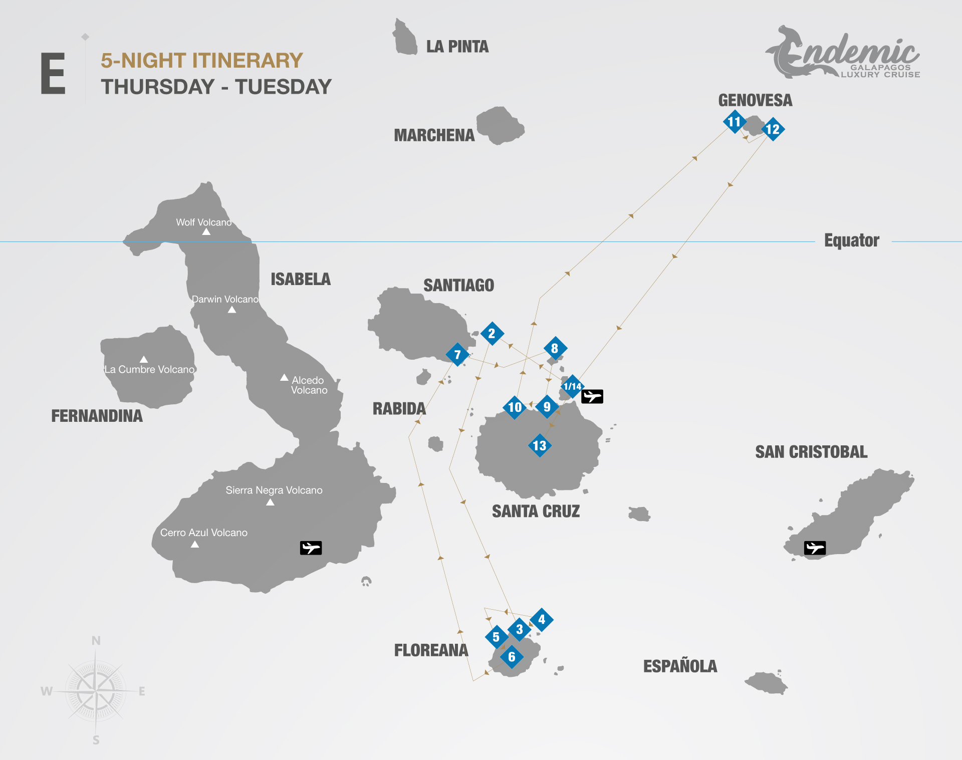 The Galapagos Endemic Cruise Itinerary