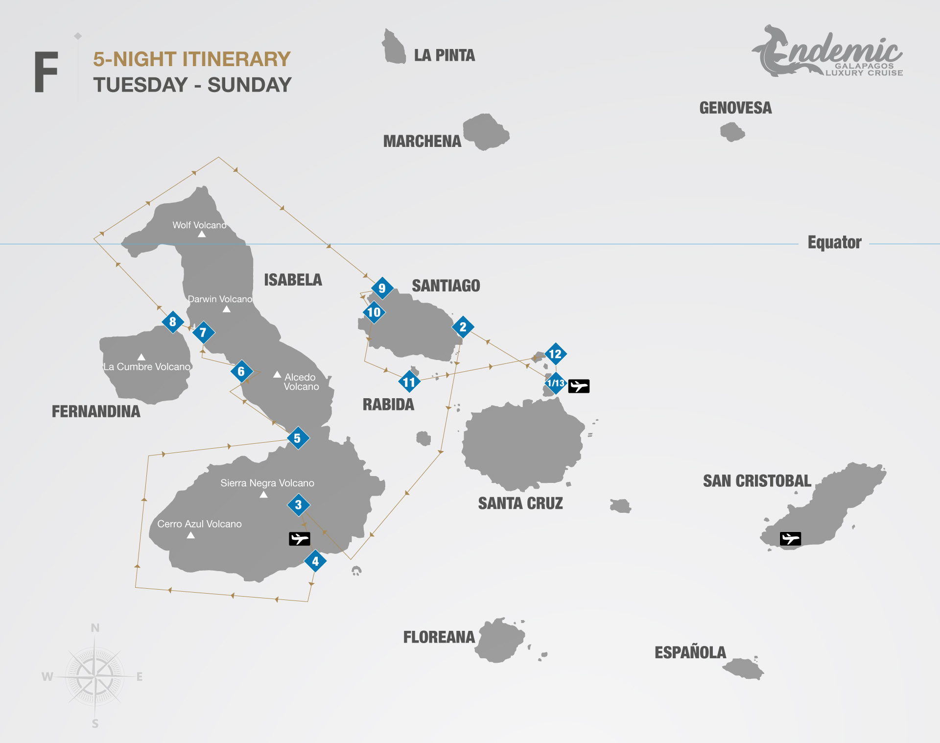 The Galapagos Endemic Cruise Itinerary