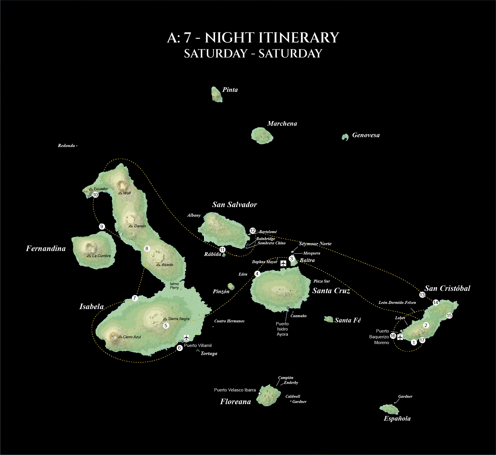 Galapagos Elite Catamaran Itinerary