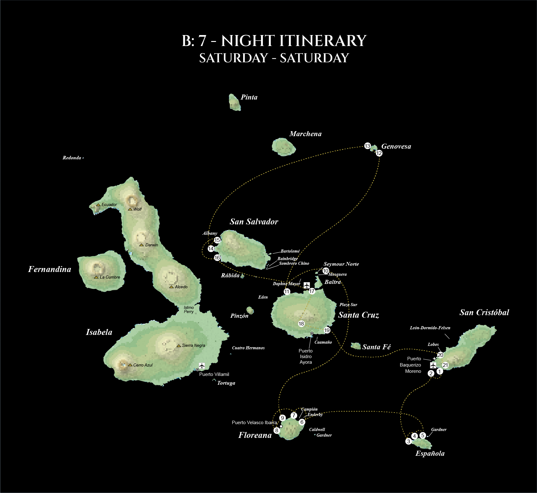 Galapagos Elite Catamaran Itinerary